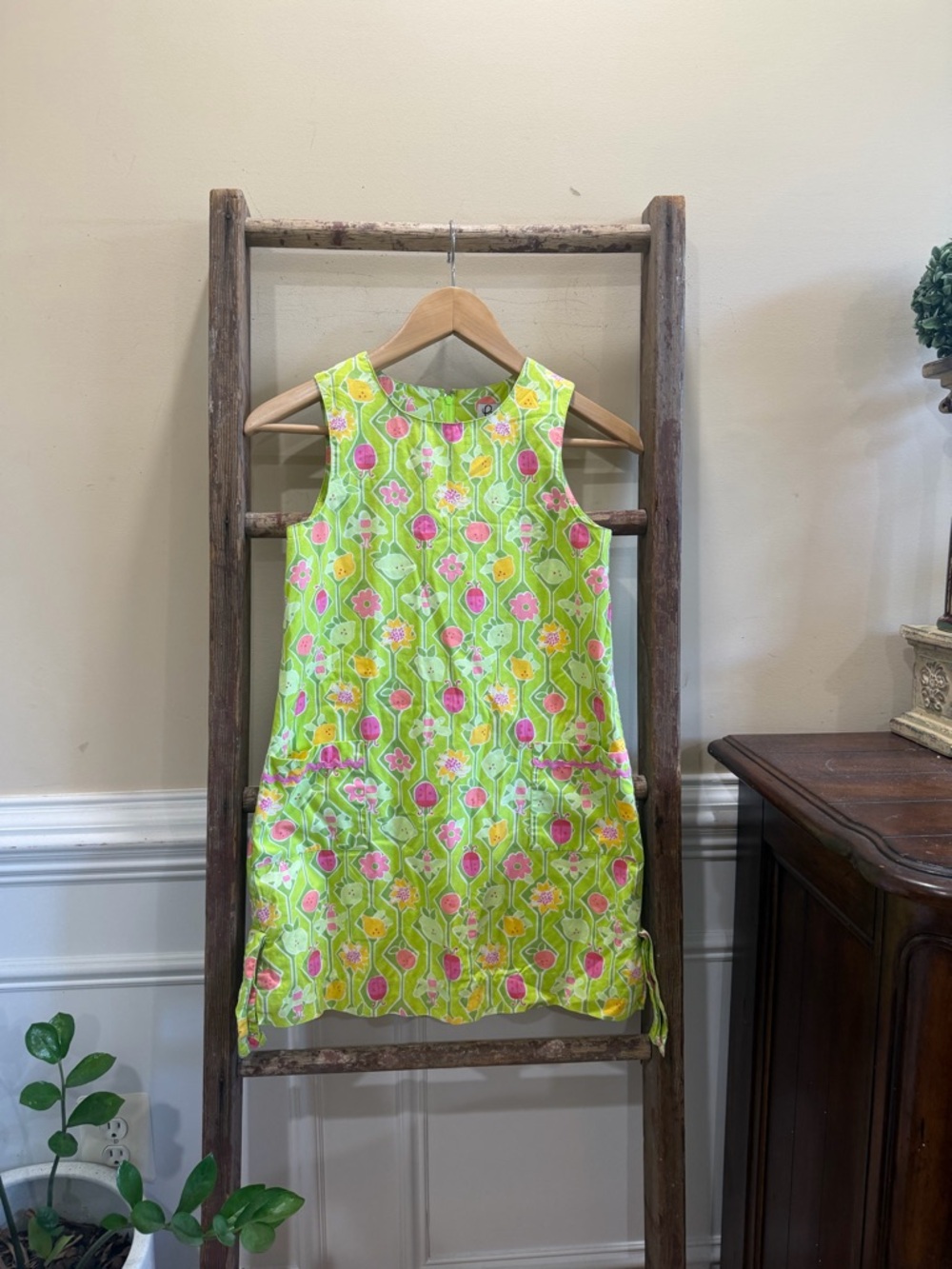 Lilly Pulitzer Lime Green Floral Shift Dress